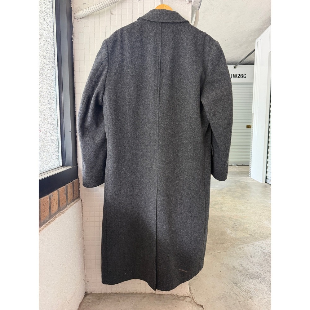 Vintage London Fog 100% Pure Wool Single-Breasted Overcoat 44 Reg Gray Longline - Picture 5 of 9